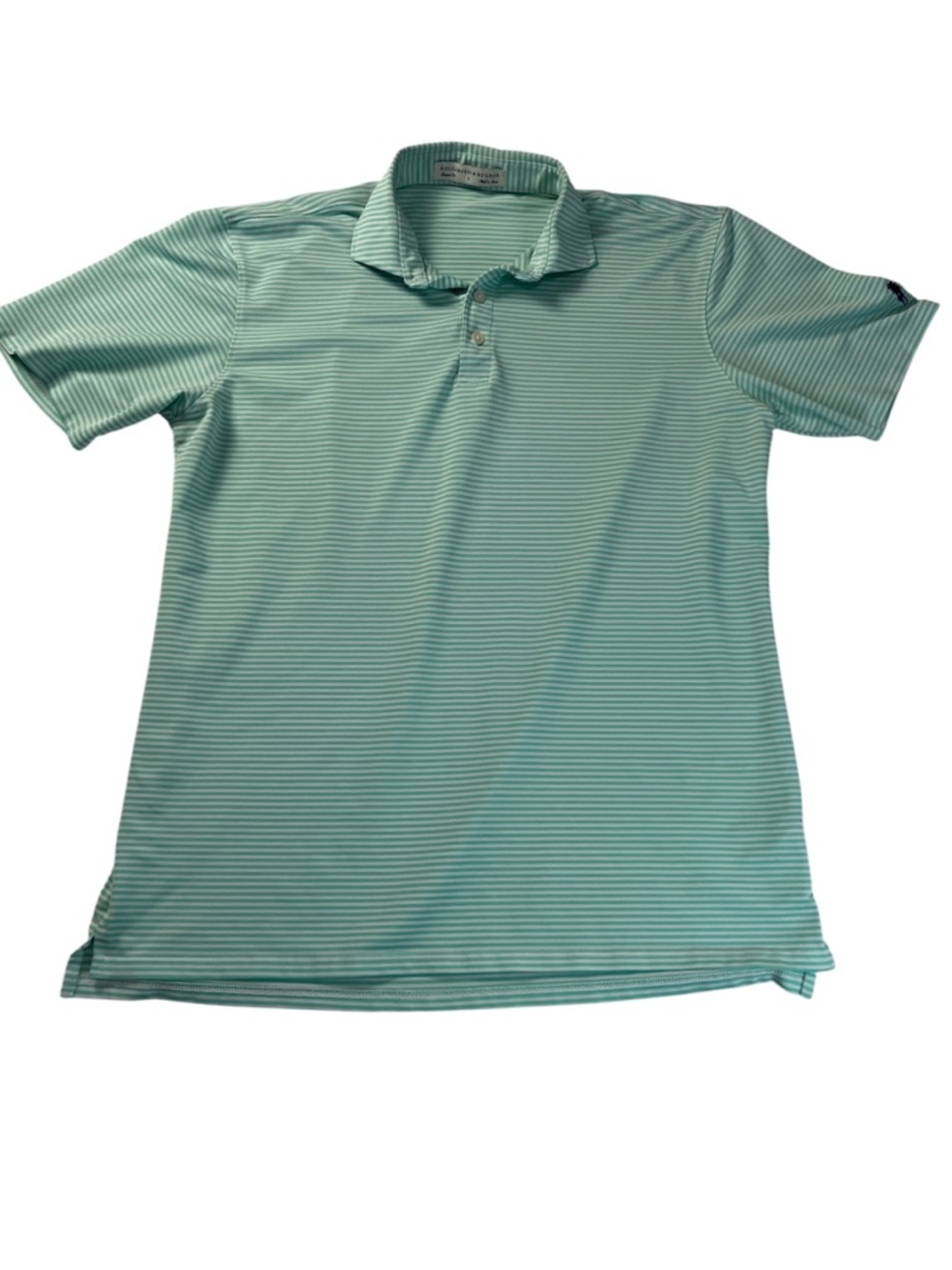 Holderness & Bourne Golf Polo Shirt Large Mint Green & White Striped Preppy